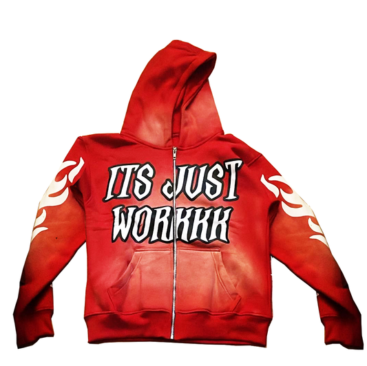 IJW WASHED ZIP HOODIE (RED)